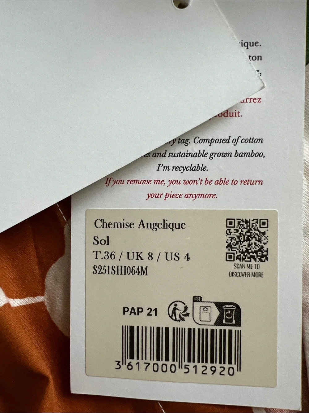 Sezane Angelique Shirt Sol Print - Size 4 - Picture 6 of 6
